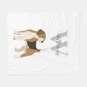 Beagle Dog Watercolor Monogram Name  Fleecedecke (Vorderseite (Horizontal))