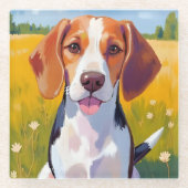 Beagle Dog Watercolor Pet Painting Glasuntersetzer (Vorderseite)