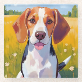 Beagle Dog Watercolor Pet Painting Glasuntersetzer