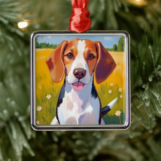 Beagle Dog Watercolor Pet Painting Ornament Aus Metall (Baum)