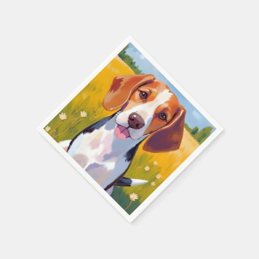 Beagle Dog Watercolor Pet Painting Serviette (Ecke)