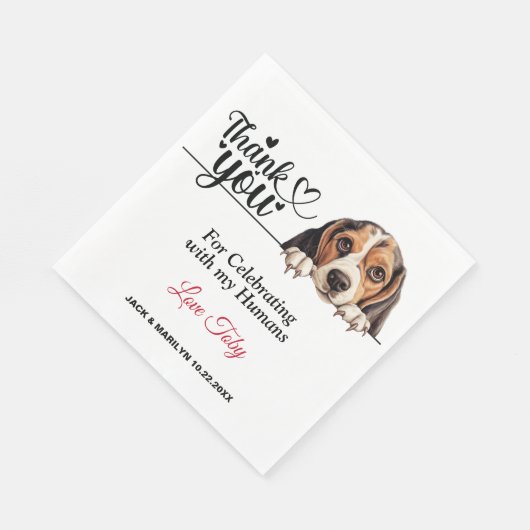 Beagle Dog Wedding Cocktail Serviette (Ecke)