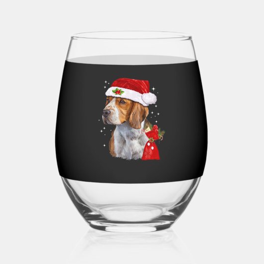 Beagle Dog Weihnachten Shirt Dog Familie Weihnacht Weinglas Ohne Stiel (Vorderseite)