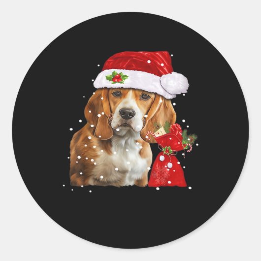 Beagle Dog Weihnachten Shirt Weihnachten Dog Essen Runder Aufkleber (Vorderseite)