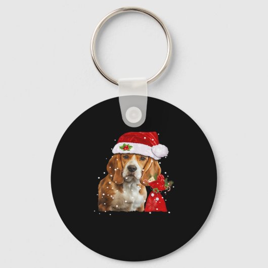 Beagle Dog Weihnachten Shirt Weihnachten Dog Essen Schlüsselanhänger (Vorderseite)