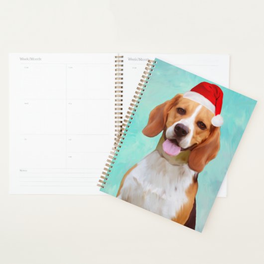 Beagle Dog Weihnachts-Weihnachtsmannmütze Portrait Planer (Anzeige)