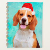 Beagle Dog Weihnachts-Weihnachtsmannmütze Portrait Planer (Vorderseite)