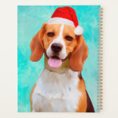 Beagle Dog Weihnachts-Weihnachtsmannmütze Portrait Planer (Rückseite)