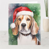 Beagle Dog Weihnachtsfeiern Karte (Vorderseite)