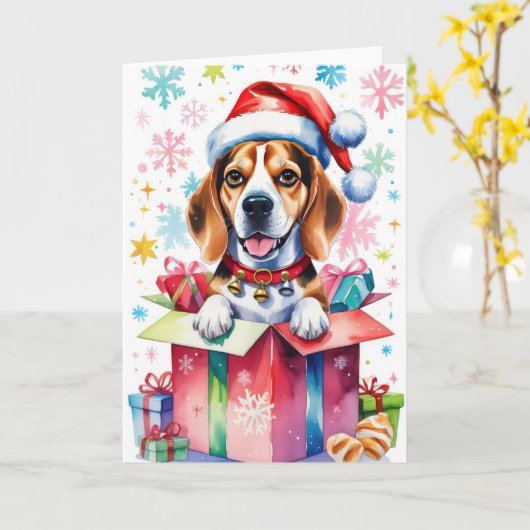Beagle Dog Weihnachtsgrüßen Karte (Gelbe Blume)
