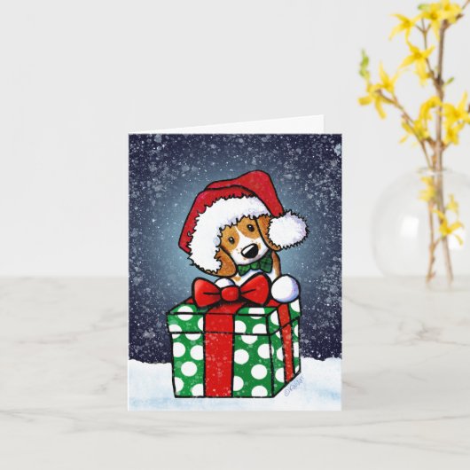 Beagle Dog Weihnachtskarte Karte (Gelbe Blume)