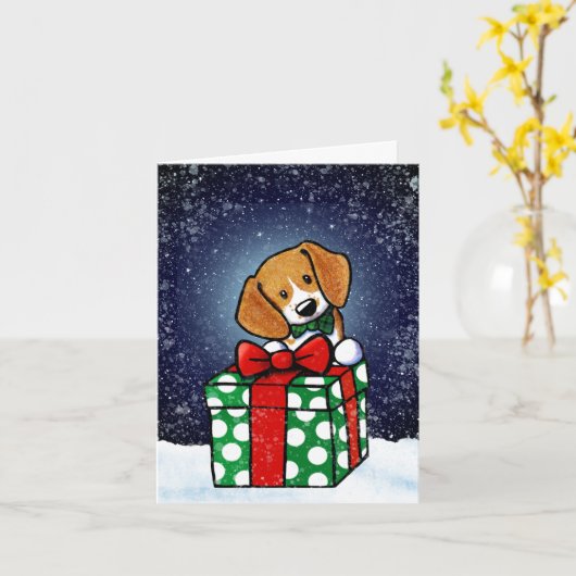 Beagle Dog Weihnachtskarte Karte (Gelbe Blume)