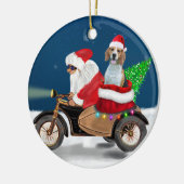 Beagle Dog Weihnachtsmann Keramik Ornament (Links)