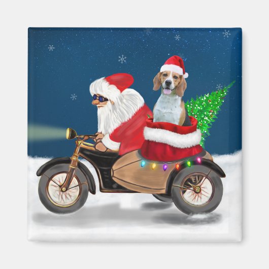 Beagle Dog Weihnachtsmann Magnet (Vorne)