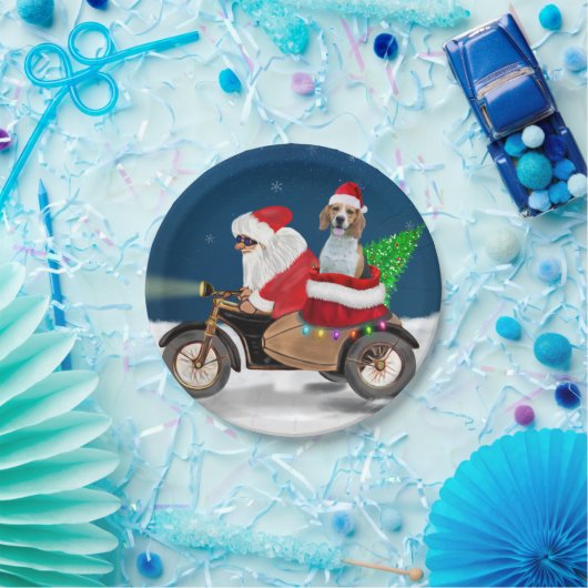 Beagle Dog Weihnachtsmann Pappteller (Party)