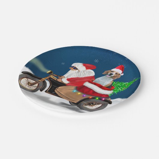 Beagle Dog Weihnachtsmann Pappteller (Schrägansicht)