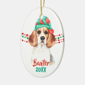 Beagle Dog Weihnachtsmannmütze Holiday String Bead Keramik Ornament (Links)