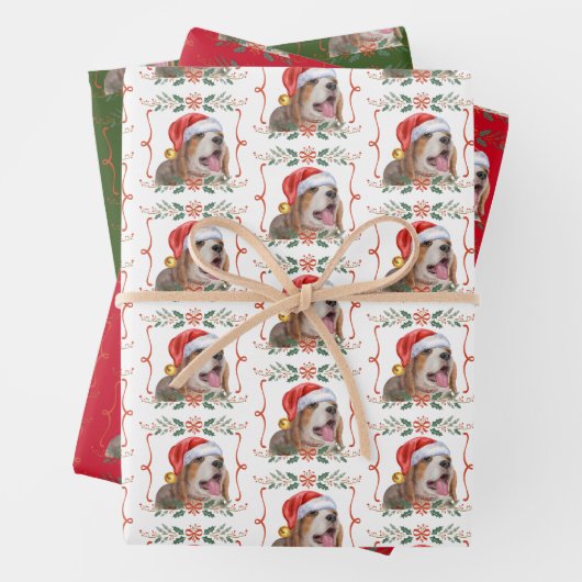 Beagle Dog Weihnachtswrapping Paper Sheets Geschenkpapier Set (Beispiel)