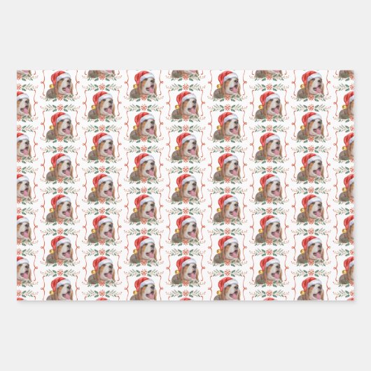 Beagle Dog Weihnachtswrapping Paper Sheets Geschenkpapier Set (Vorderseite)