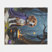 Beagle Dog Whimsical Halloween Malerei Fleecedecke (Vorderseite (Horizontal))