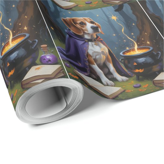 Beagle Dog Whimsical Halloween Malerei Geschenkpapier (Rolleneckpunkt)