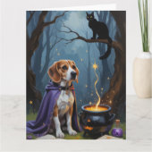 Beagle Dog Whimsical Halloween Malerei Karte (Vorderseite)