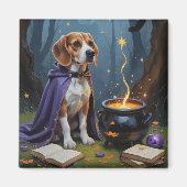 Beagle Dog Whimsical Halloween Malerei Magnet (Vorne)