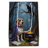 Beagle Dog Whimsical Halloween Malerei Mittlere Geschenktüte (Rückseite)