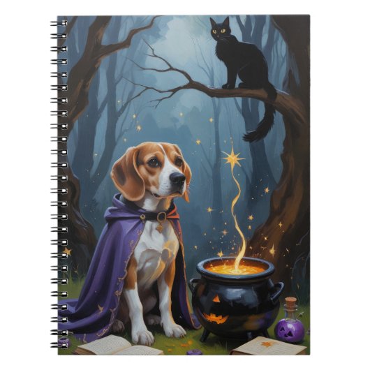 Beagle Dog Whimsical Halloween Malerei Notizblock (Vorderseite)