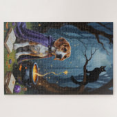 Beagle Dog Whimsical Halloween Malerei Puzzle (Horizontal)