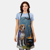 Beagle Dog Whimsical Halloween Malerei Schürze (Getragen)