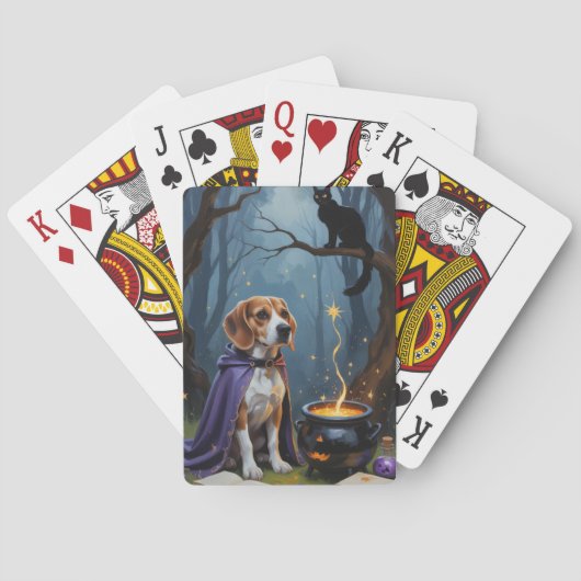 Beagle Dog Whimsical Halloween Malerei Spielkarten (Rückseite)