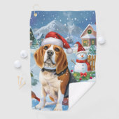 Beagle Dog Winter Wonderland Weihnachtsfreude Golfhandtuch (Insitu)