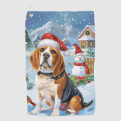 Beagle Dog Winter Wonderland Weihnachtsfreude Golfhandtuch (Vorderseite)