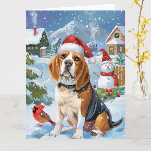 Beagle Dog Winter Wonderland Weihnachtsfreude Karte (Gelbe Blume)