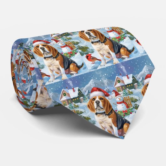 Beagle Dog Winter Wonderland Weihnachtsfreude Krawatte (Gerollt)