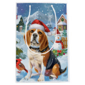Beagle Dog Winter Wonderland Weihnachtsfreude Mittlere Geschenktüte (Vorderseite)