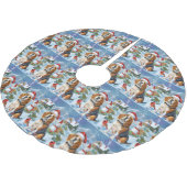 Beagle Dog Winter Wonderland Weihnachtsfreude Polyester Weihnachtsbaumdecke (Schrägansicht)