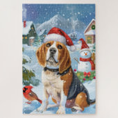 Beagle Dog Winter Wonderland Weihnachtsfreude Puzzle (Vertikal)