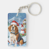 Beagle Dog Winter Wonderland Weihnachtsfreude Schlüsselanhänger (Rückseite)