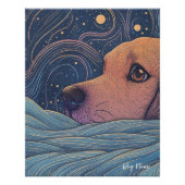 Beagle dog with starry sky and water 002 poster (Vorderseite)