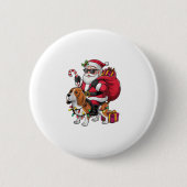 Beagle Dog Xmas Lighting Santa Riding Beagle Chris Button (Vorderseite)