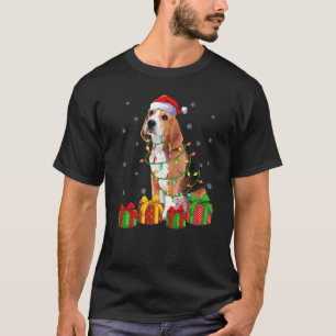 Beagle Dog Xmas Lighting Weihnachtsmannmütze Beagl T-Shirt