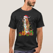 Beagle Dog Xmas Lighting Weihnachtsmannmütze Beagl T-Shirt (Vorderseite)