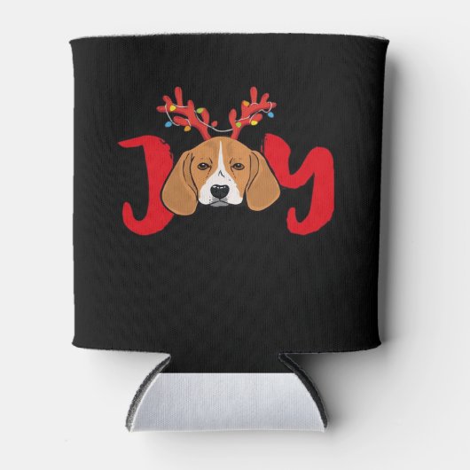 Beagle Dog Xmas Weihnachtsbaum Antler Light E Dosenkühler (Vorderseite)