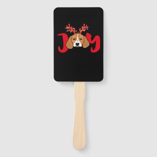 Beagle Dog Xmas Weihnachtsbaum Antler Light E Fächer (Vorderseite)