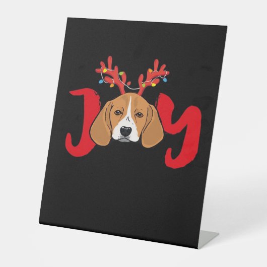 Beagle Dog Xmas Weihnachtsbaum Antler Light E Sockelschild (Vorderseite)