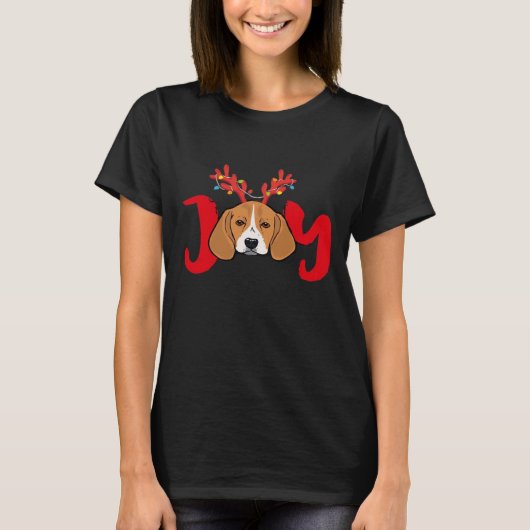 Beagle Dog Xmas Weihnachtsbaum Antler Light E T-Shirt (Vorderseite)