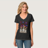 Beagle Dogs American Flag Happy 4th of July T-Shirt (Vorderseite Vollansicht)