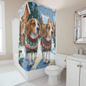 Beagle Dogs Christmas Snow Holiday Duschvorhang (Beispiel)